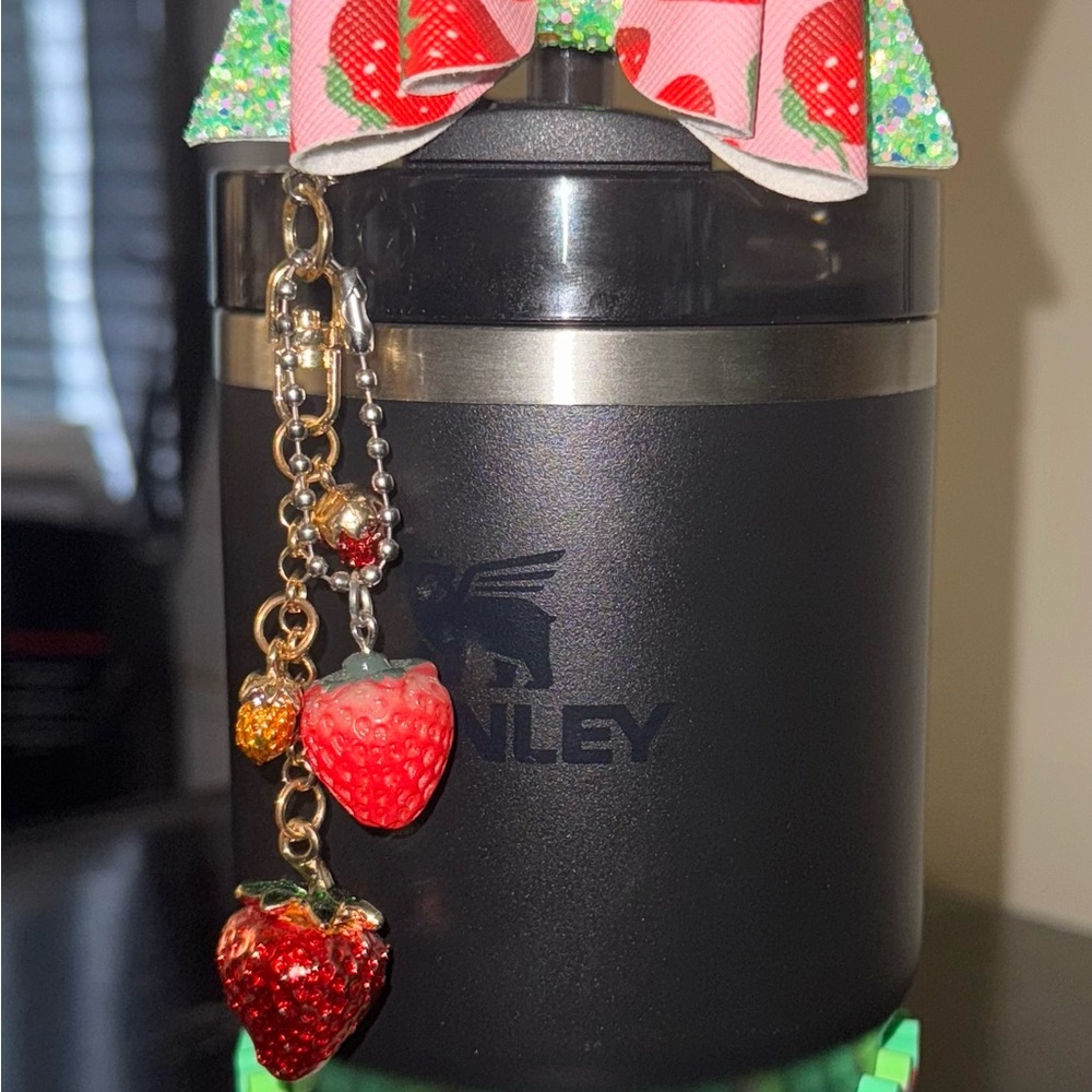 NEW Stanley Black Tumbler with Strawberry Accents